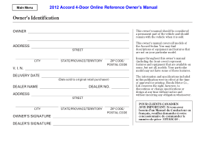 2012 Honda Accord Owners Manual